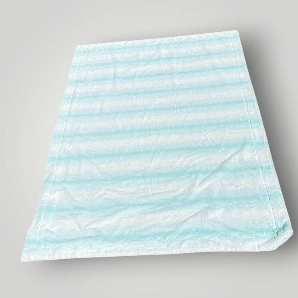 Simply Minky Plush Throw Blanket White Teal Blue Tie Dye Soft Cozy 60x46 USA